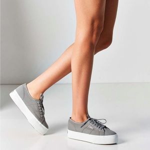 SUPERGA x ZAPPOS | Grey Suede Platform Lace up sneakers women’s 8.5 US